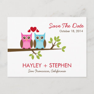 Love Owls Save The Date Card