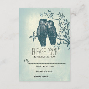 love owls sweet and cute wedding RSVP cards
