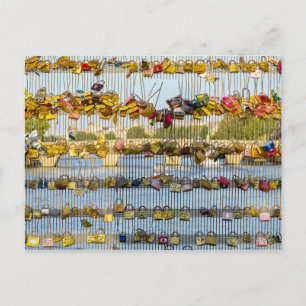 Love padlocks on Pont de Solferino - Paris, France Postcard