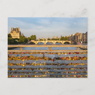 Love padlocks on the bridge Pont de Solferino - Pa Postcard