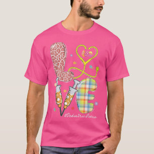 LOVE Paediatrics Nurse Stethoscope Leopard Easter T-Shirt