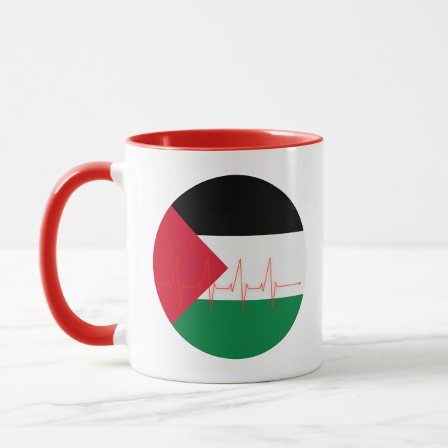 Love Palestine Heart Pulse فلسطين | Free Palestine Mug (Left)