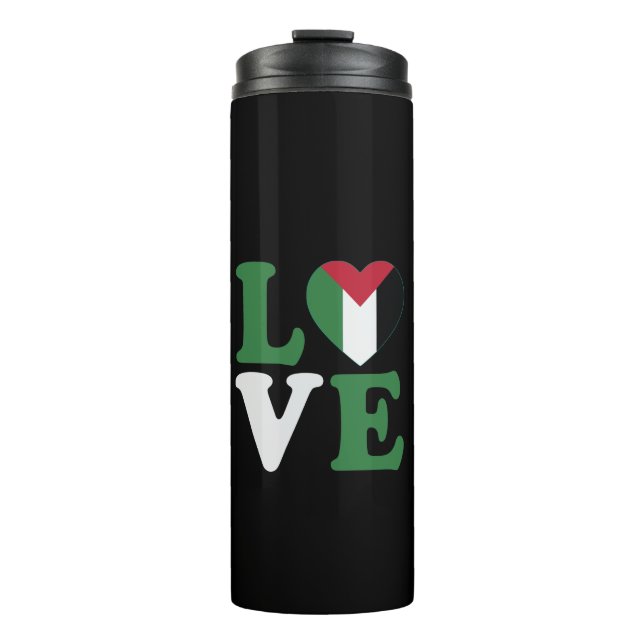 Love Palestine Palestinian flag  Thermal Tumbler (Front)