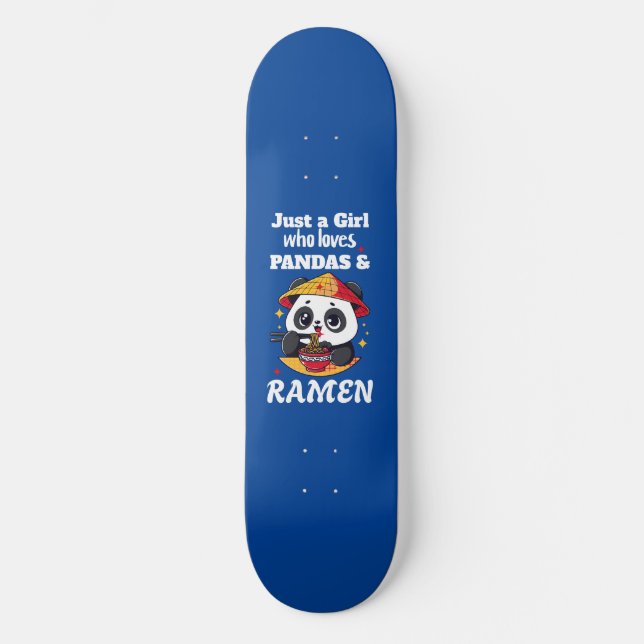 Love Pandas and Ramen (white text) Skateboard (Front)