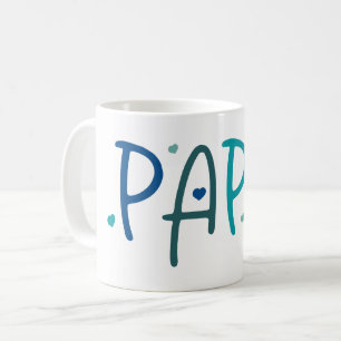 Love Papa Grandfather Typographic Hearts Coffee Mug