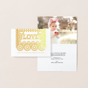 Love Papel Picado Red Valentine's Day Foil Card