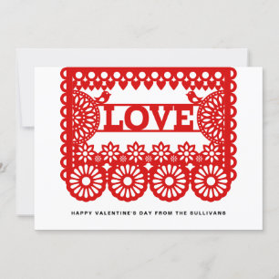 Love Papel Picado Red Valentine's Day Photo Holiday Card