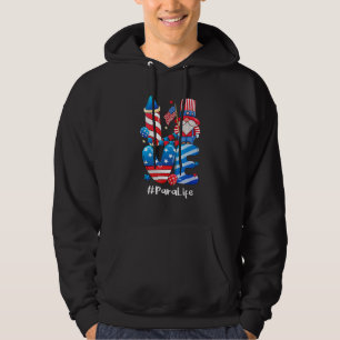 Love Para Life Gnome Usa Flag 4th Of July Patrioti Hoodie