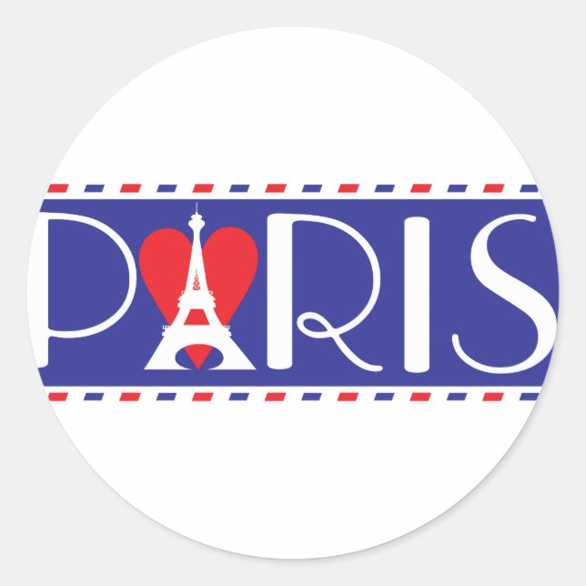 Love Paris Classic Round Sticker (Front)