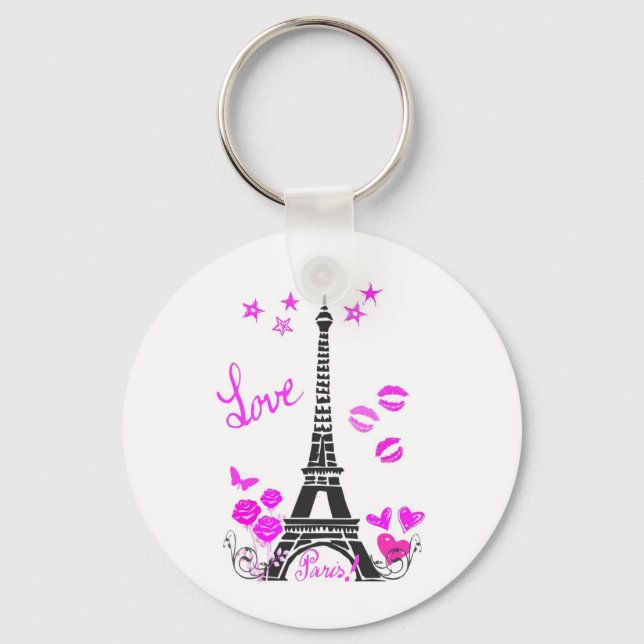 LOVE PARIS EIFFEL TOWER PRINT KEY RING (Front)