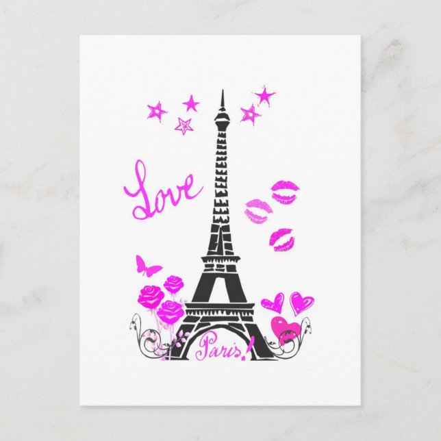 LOVE PARIS EIFFEL TOWER PRINT POSTCARD (Front)