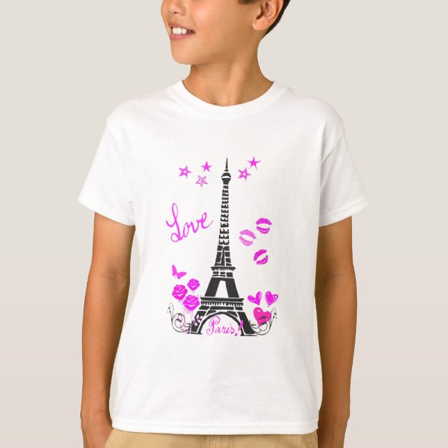LOVE PARIS EIFFEL TOWER PRINT T-Shirt (Front)