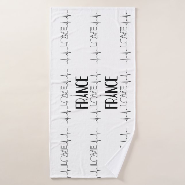 Love Paris France Black White Bath Mat Bath Towel (Bath Towel)