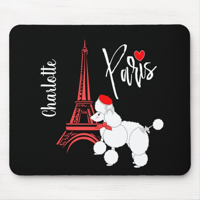 Love Paris French Poodle Super Cute Personalised Mouse Mat (Front)