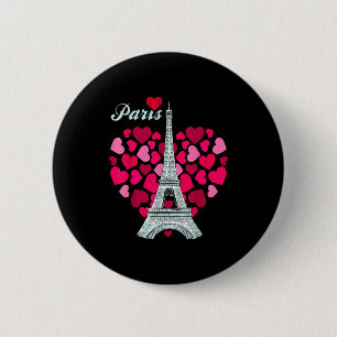 Love Paris Heart Eiffel Tower Souvenir France Fren 6 Cm Round Badge