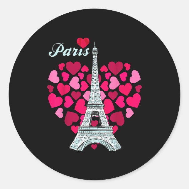 Love Paris Heart Eiffel Tower Souvenir France Fren Classic Round Sticker (Front)