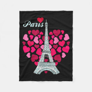 Love Paris Heart Eiffel Tower Souvenir France Fren Fleece Blanket