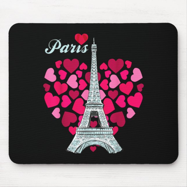 Love Paris Heart Eiffel Tower Souvenir France Fren Mouse Mat (Front)