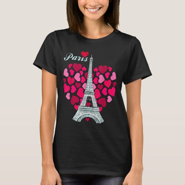 Love Paris Heart Eiffel Tower Souvenir France Fren T-Shirt (Front)