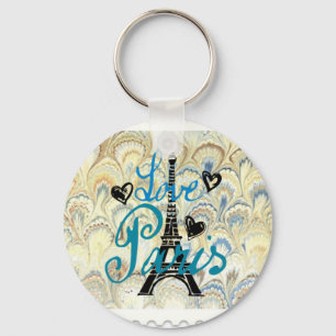 LOVE PARIS POSTAGE STAMP PRINT KEY RING