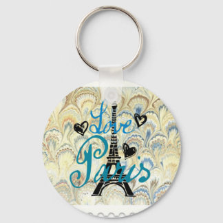 LOVE PARIS POSTAGE STAMP PRINT KEY RING