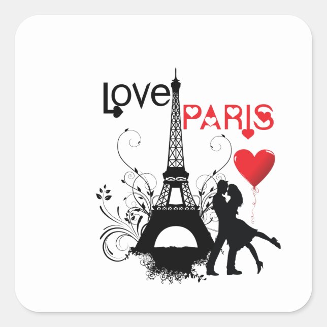 Love Paris Square Sticker (Front)