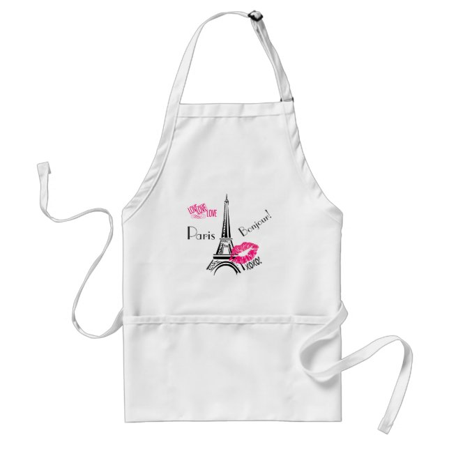 Love Paris with Eiffel Tower and Kissy Lips Standard Apron (Front)