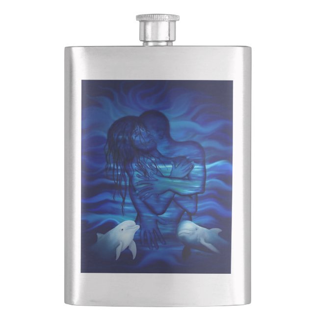 Love, Passion act - pair with Dolphin pair Hip Flask (Front)