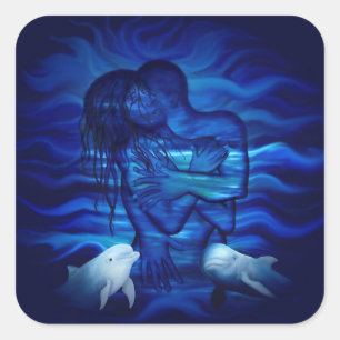 Love, Passion act - pair with Dolphin pair Square Sticker