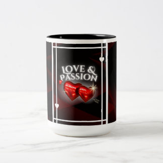 Love & Passion Mug - Red Glowing Hearts on Black