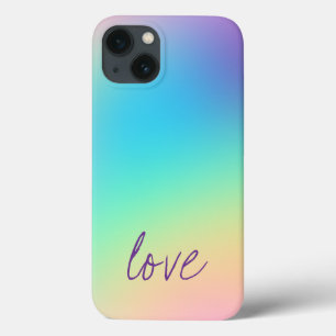 "Love" Pastel Rainbow Gradient Design iPhone 13 Case
