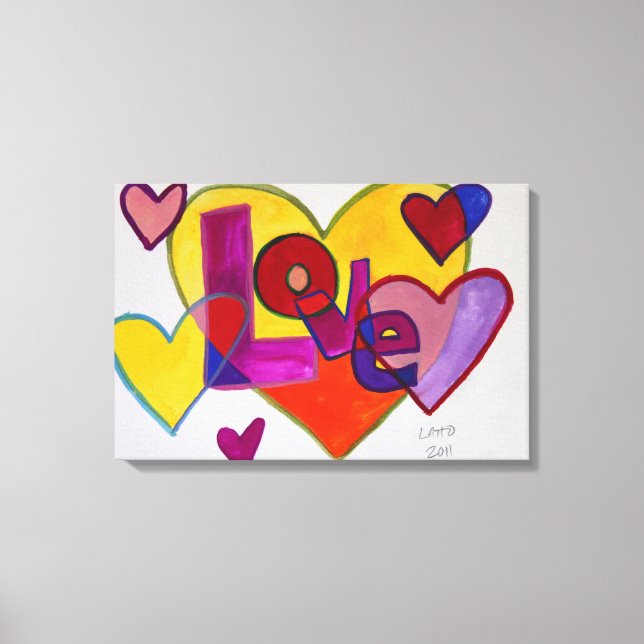 Love Patchwork Hearts Painting Canvas Print (Front)