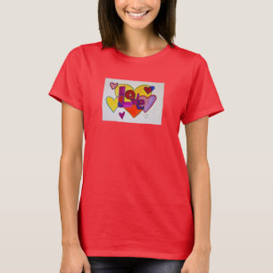 Love Patchwork Hearts Word Art Shirts