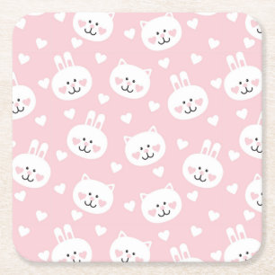 Love Pattern 2 Square Paper Coaster
