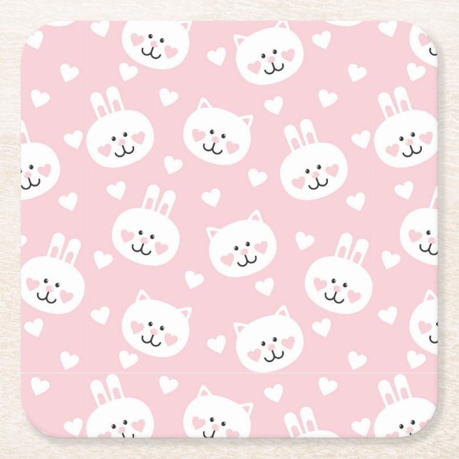 Love Pattern 2 Square Paper Coaster (Front)
