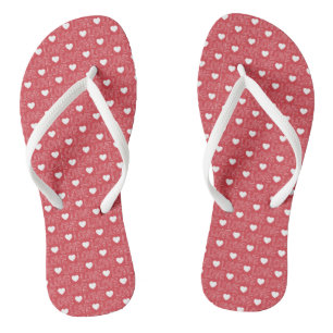 Love Pattern Flip Flops - White Outline