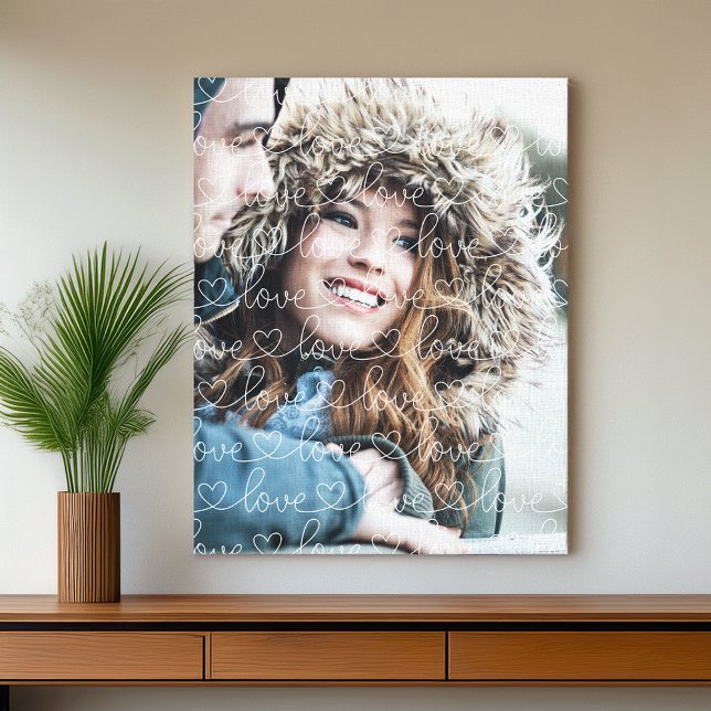 Love Pattern Overlay Photo Canvas Print (Creator Uploaded)