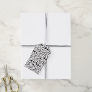 Love Pattern with Black Letters  Gift Tags