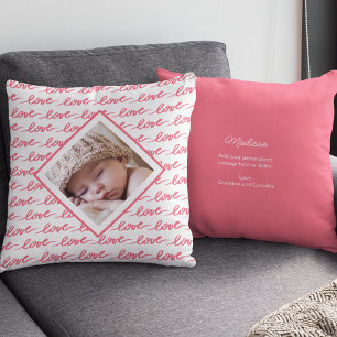 Love Pattern with Photo Pink Valentine's Day Cushion