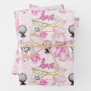 Love Pattern Wrapping Paper Sheet
