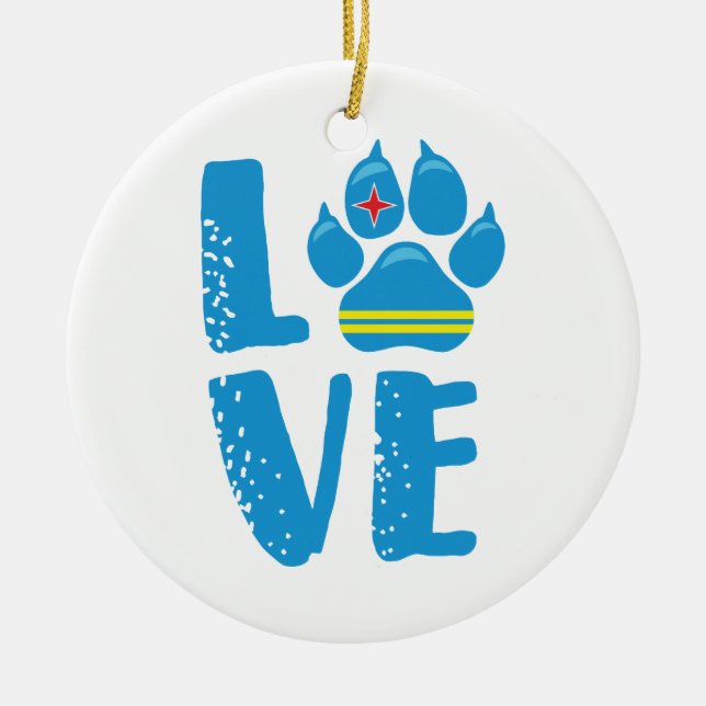 LOVE PAW (Blue letters) - Ornament (Front)