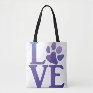 Love Paw Classic Purple Tote Bag