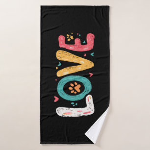 LOVE Paw – Cute Pet Lover Typography Art Bath Towel