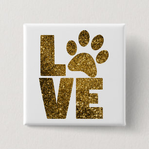 Love paw-print 15 cm square badge