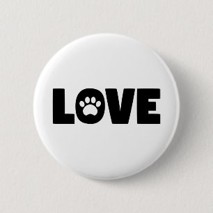 Love Paw Print 6 Cm Round Badge