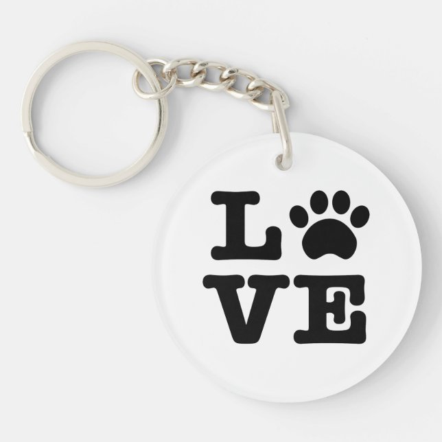 Love Paw Print Acrylic Keychain (Front)