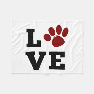 Love Paw Print Animal Lover Dog Lover Fleece Blanket