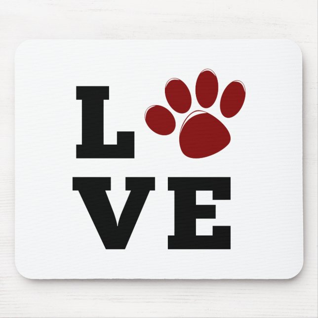 Love Paw Print Animal Lover Dog Lover Mouse Mat (Front)