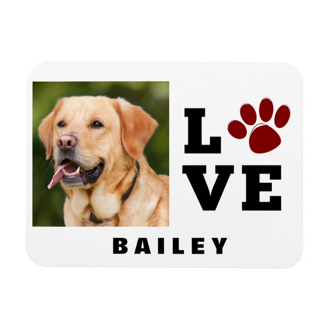 Love Paw Print Animal Lover Dog Lover Photo Magnet (Horizontal)