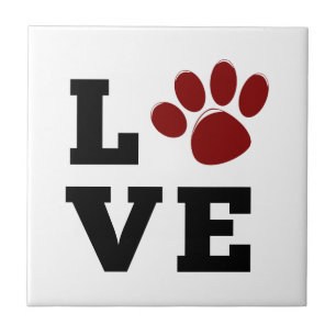Love Paw Print Animal Lover Dog Lover Tile